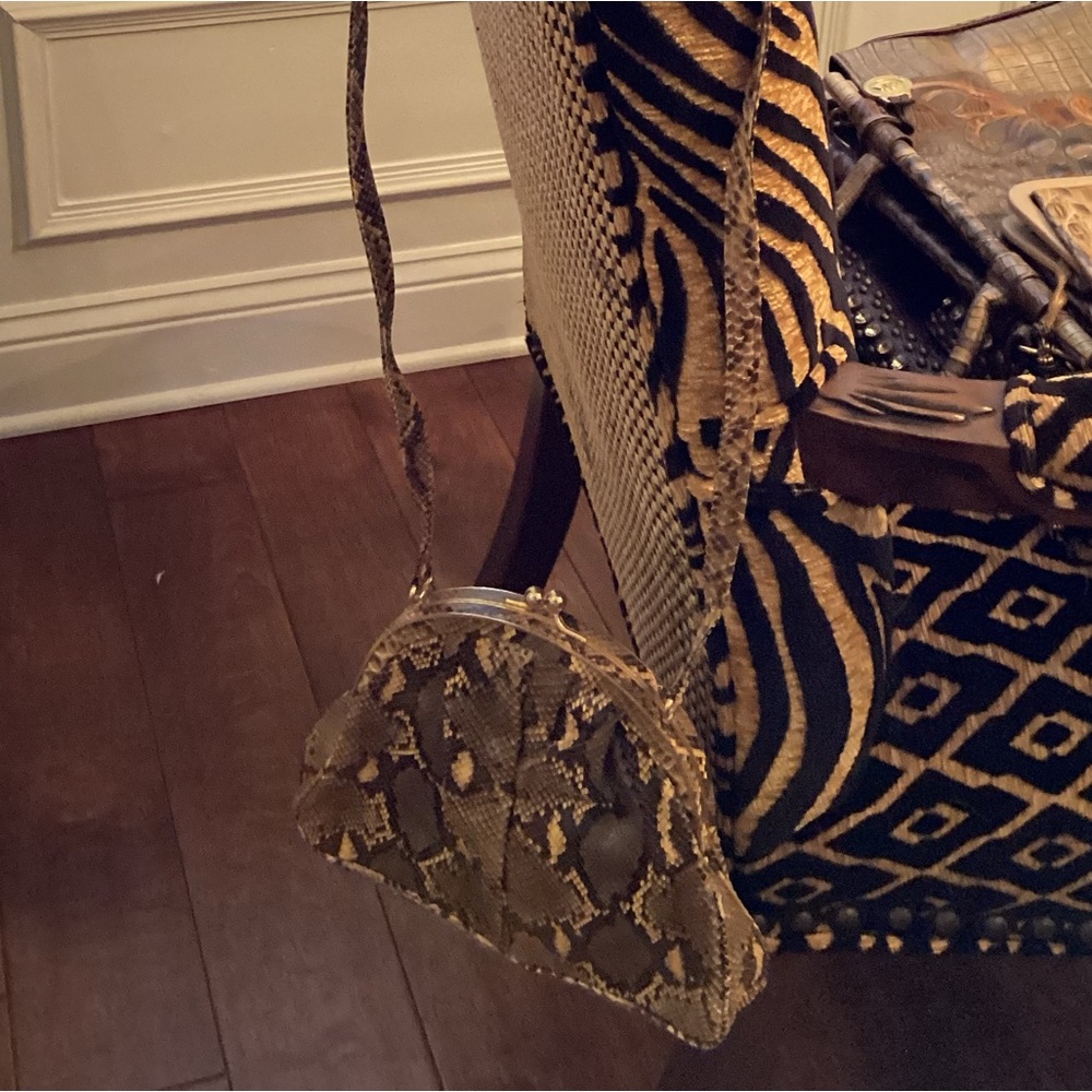 Vintage German made Python Leather skin purse w/ Long strap